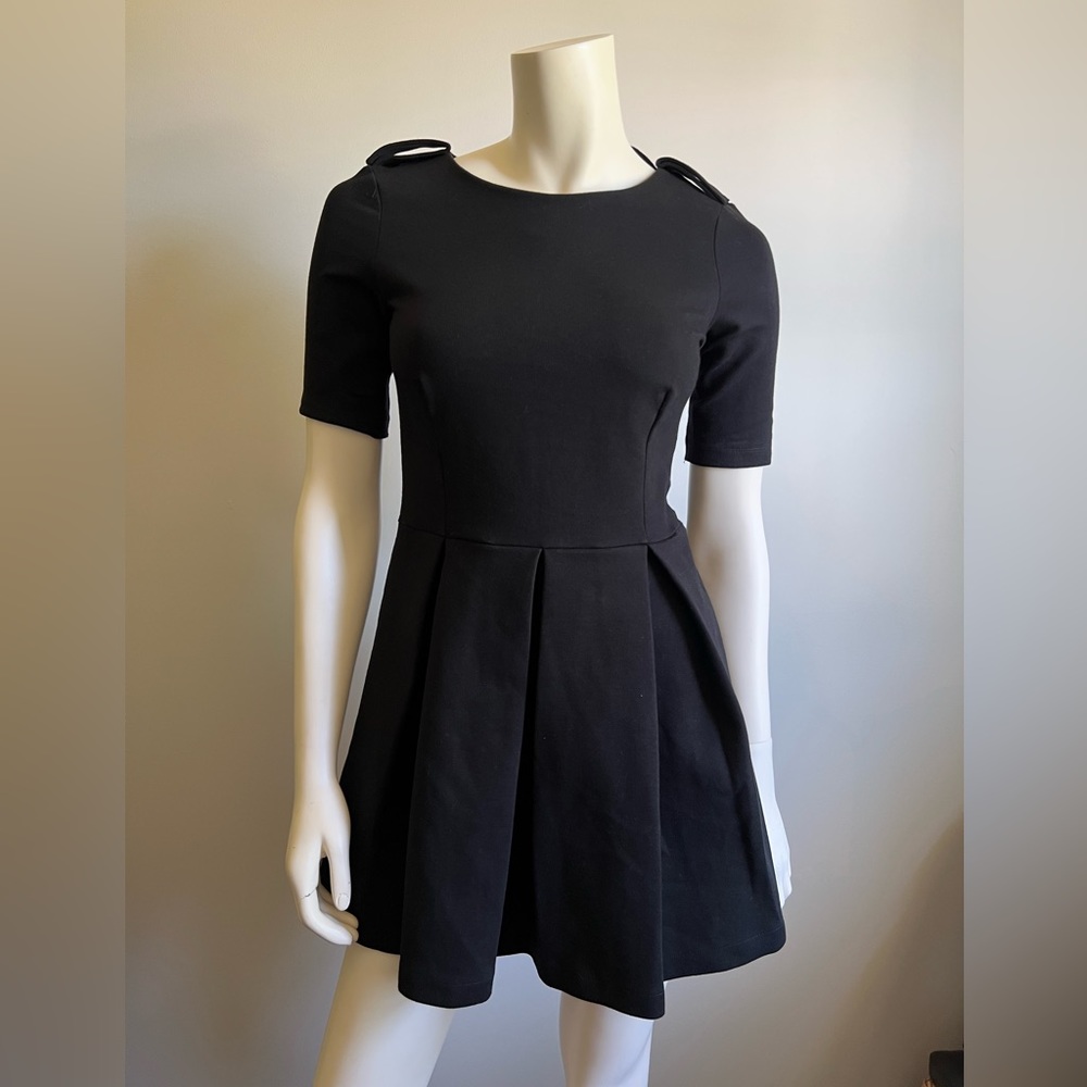 Zara Woman Black Half Sleeve A Line Pleated Mini Dress Womens